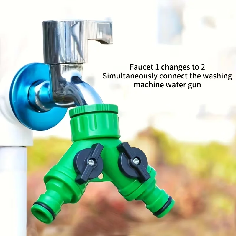 Y-Shaped Faucet Connector Garden Faucet Splitter Garden Irrigation Splitter 1/2 Inch To 3/4 Inch Three Way Plastic Valve Switch