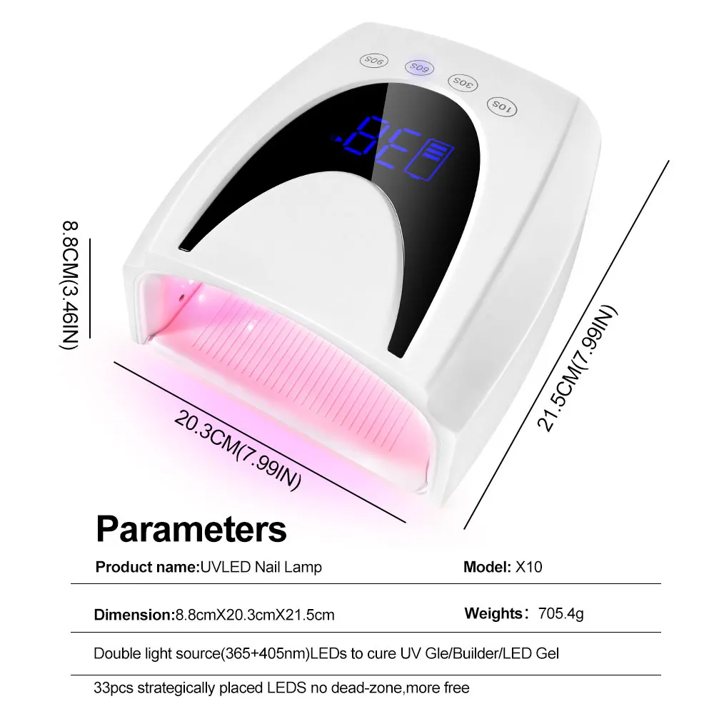 UV LED Lamp Professional Nail Light Nail Polish Curing Machine Quick Dry Nail Art Machine Nail Gel Nail Dryer Nail Salon Tools