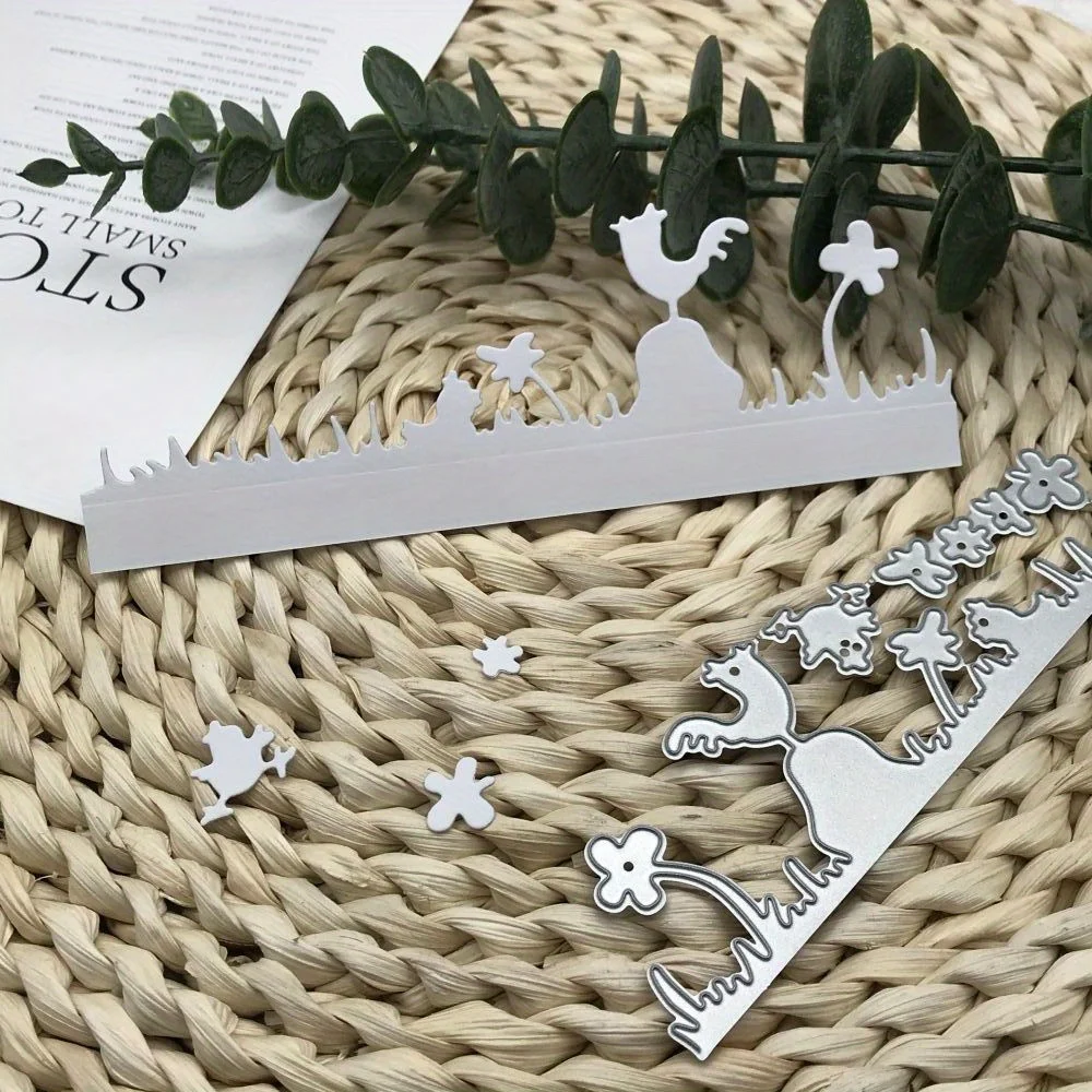 1 قطعة خلق الحرفية المعادن قطع يموت قطع يموت قالب زهرة العشب شرائط الدجاج الديكور قصاصات ورقية كرافت لكمة الإستنسل يموت