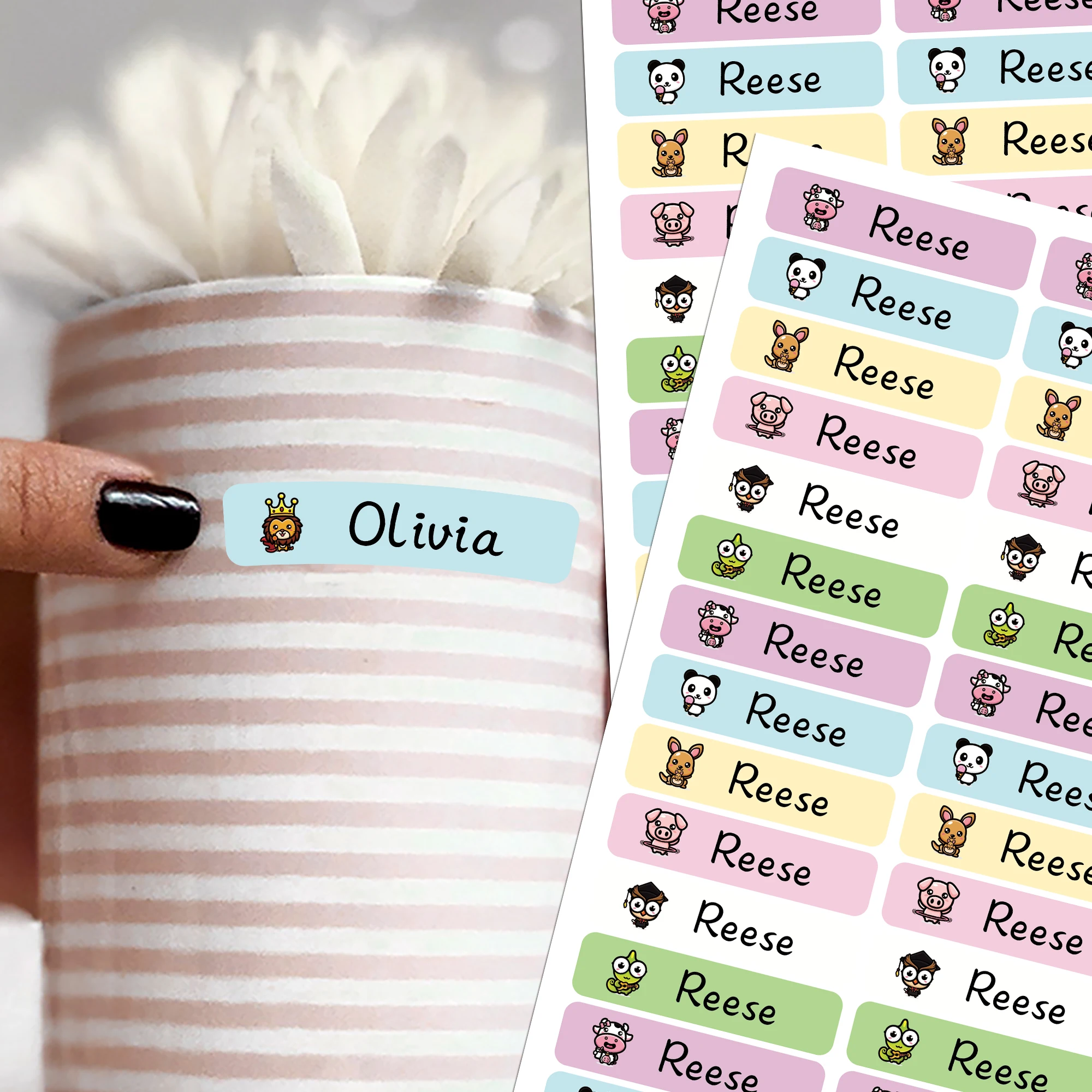 42/84pcs pig Scrapbook Stickers Custom Name Stickers Pencil Tag Personalized Label Custom Patches Perfect For School,Home