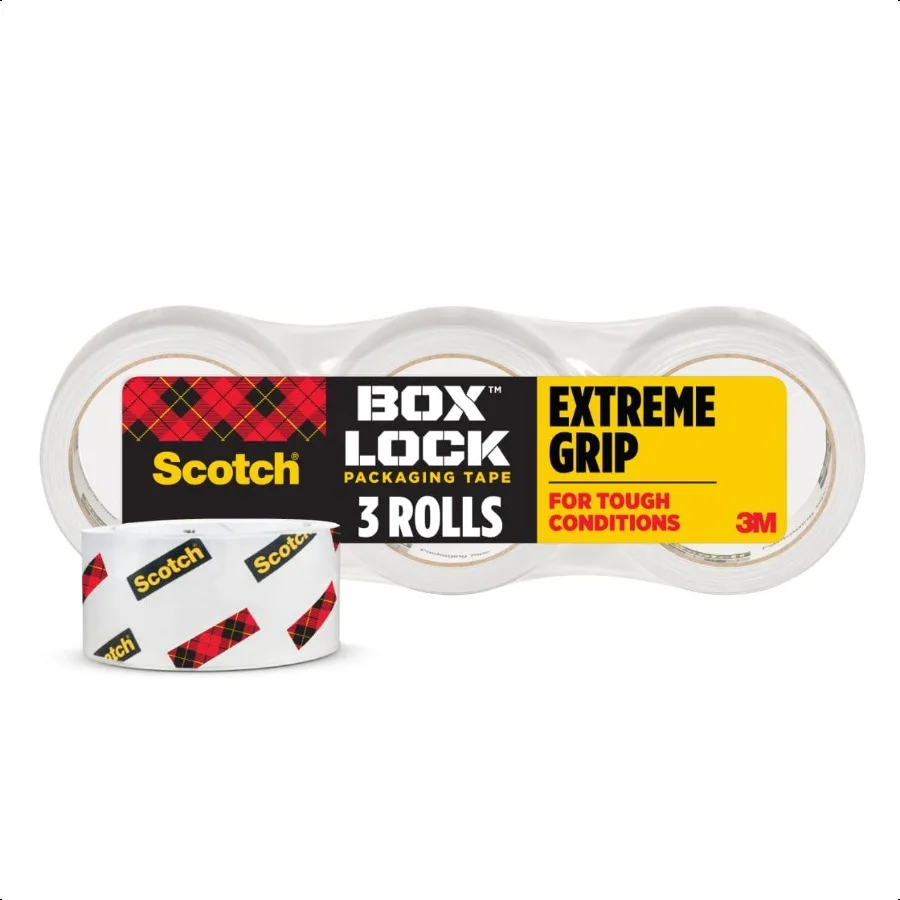 

Упаковочная лента Scotch Box Lock Прозрачная движущаяся лента Extreme Grip 1,88 дюйма. x 54,6 диспенсера для ленты yd 3 Rolls не входит в комплект