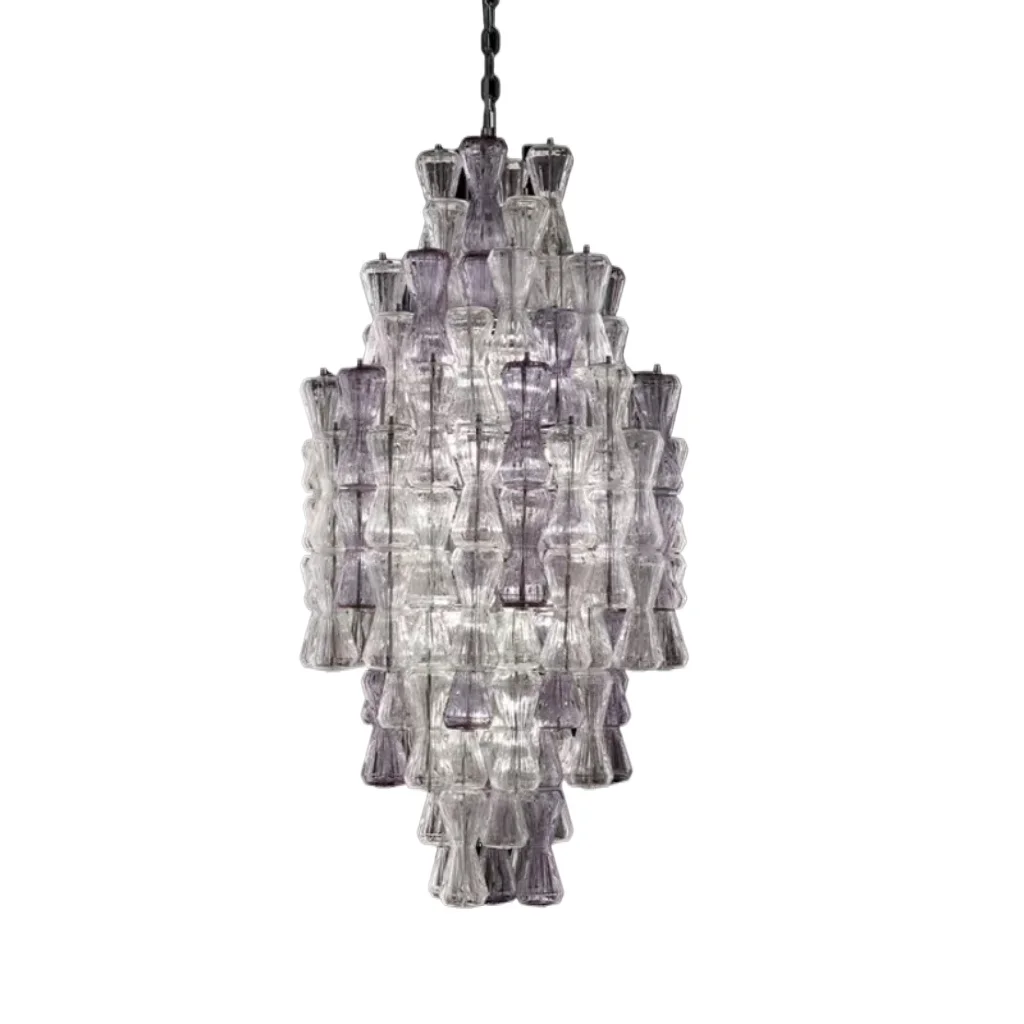 New French living room chandelier retro villa duplex stairs dining room bedroom light luxury high-end