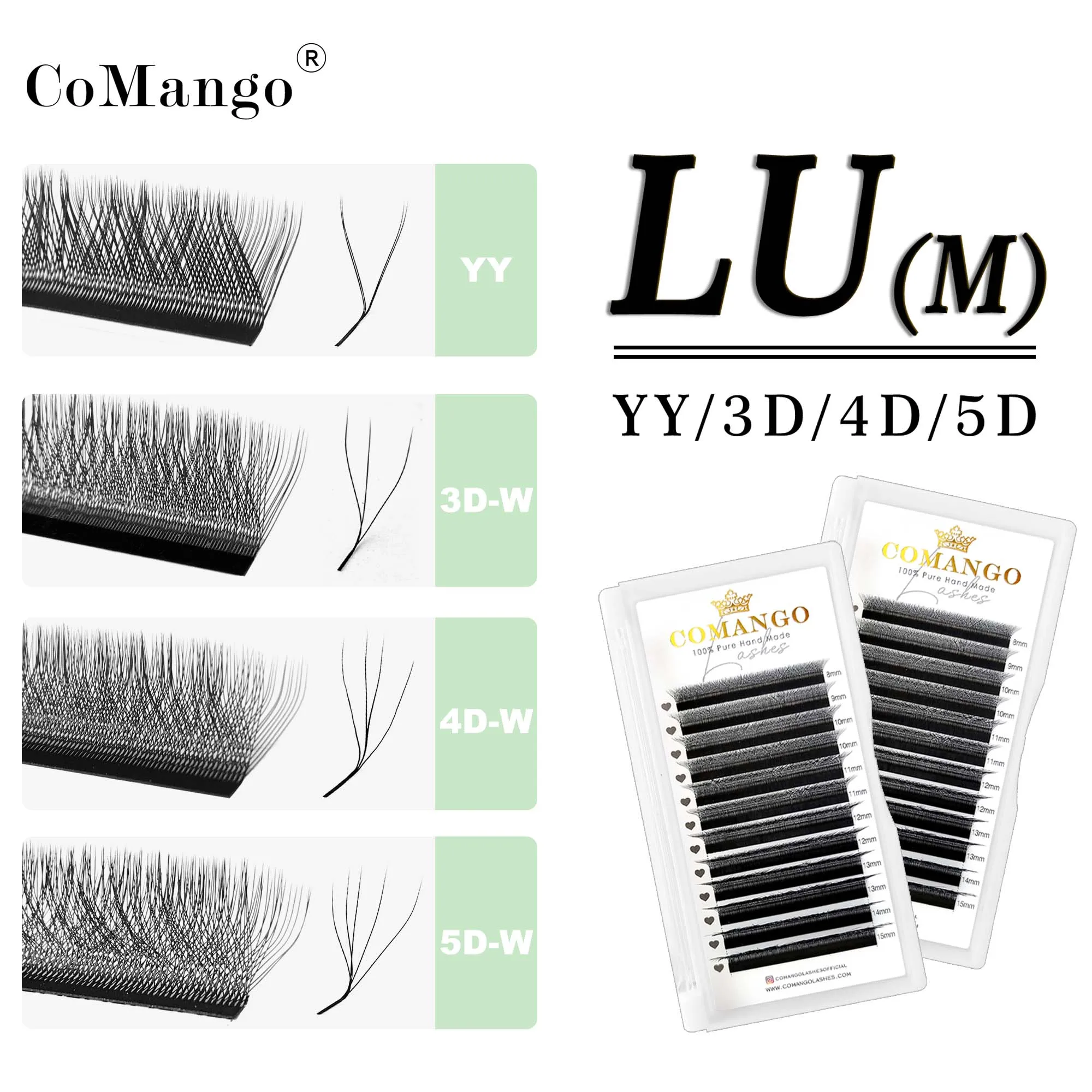 automatyczne podkręcanie LU podkręcanie YY 3D 4D 5D kształt W przedłużanie rzęs gotowe wachlarze objętości 12 rzędów miękkie sztuczne rzęsy kosmetyki z norek