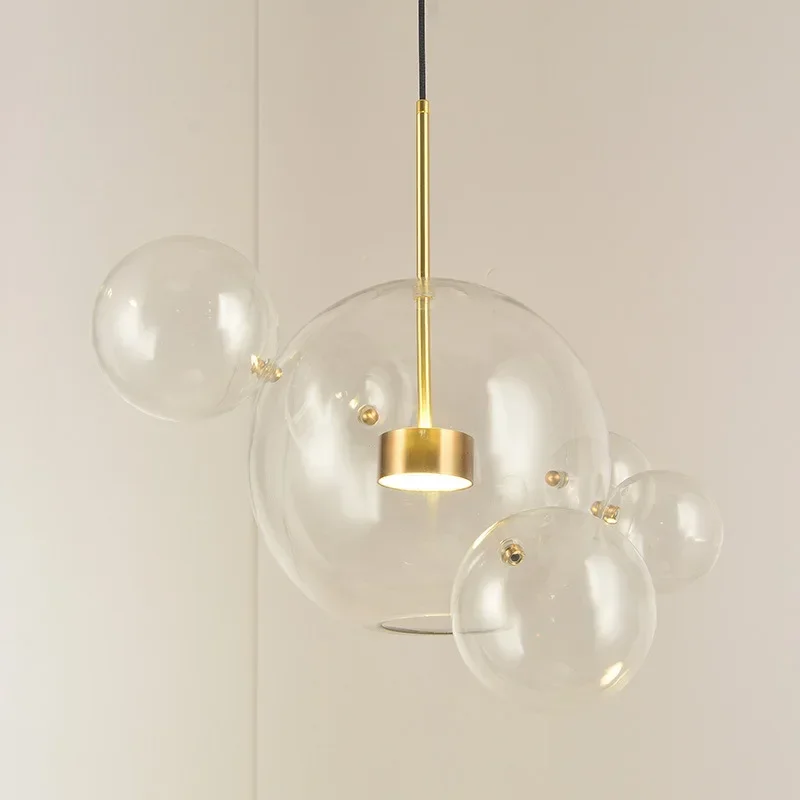 Imagem -01 - Nordic Glass Bubble Led Ceiling Chandelier For Table Dining Room Bedroom Kitchen Accessories Pendant Lighting Home Decor Fixture nordic glass bubble led ceiling chandelier for table dining room bedroom kitchen accessories pendant lighting home decor fixture 01