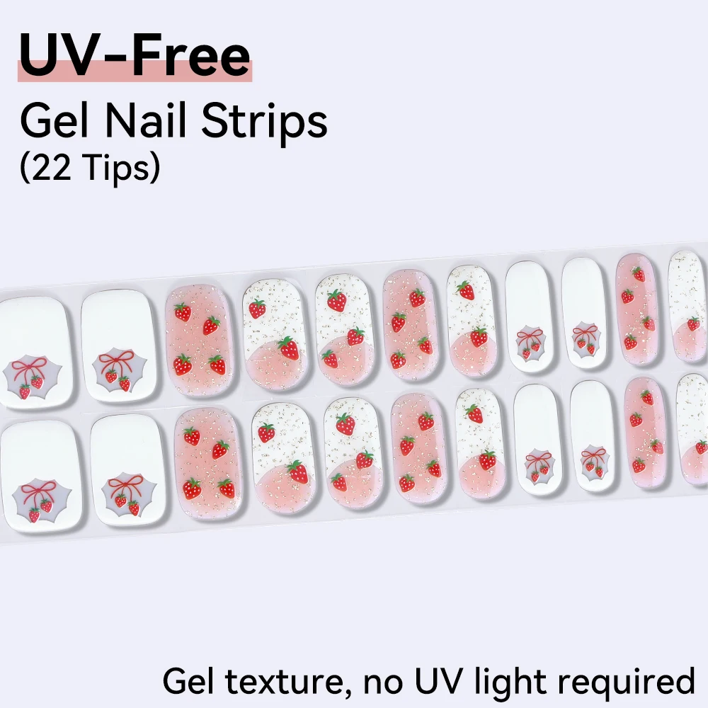 Hochglänzende UV-freie Gel-Nagelstreifen - 22 Stück DIY Gel-Nagellack-Aufkleber HEMA-frei & TPO-frei Wasserfeste Nagelsticker - Keine Lampe Erforderlich