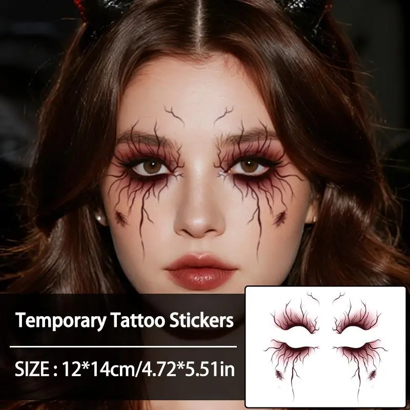 Vein Design Fake Tattoo For Halloween Party Body Art Waterproof Vascular Tattoo Stickers For Women Men Eyebrow Face Makeup