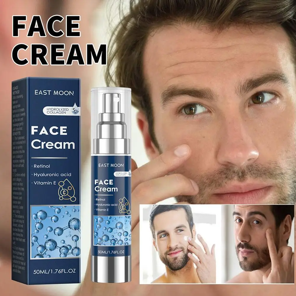 

Men Facial Moisturizer Cream Anti-Aging & Wrinkle Particle Face Cream With Collagen Hydrating Revitalizing Skin Care 50ml