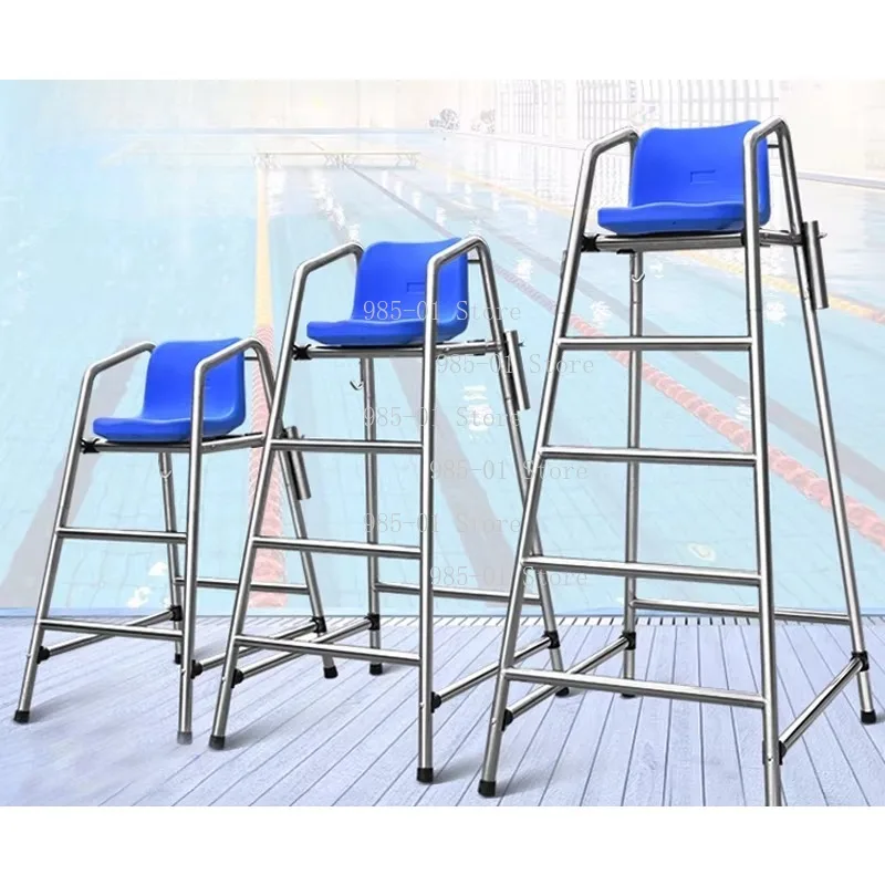 304 Stainless Steel Swimming Pool Lifeguard Referee Chair Elevated Observation Office Combo For Pool Resort Competition
