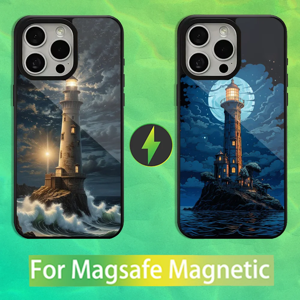 

Cartoon Lighthouse Art Phone Case For iPhone 16,15,14,13,12,11,Pro,Max,Plus,Mini,Magsafe,Magnetic Wireless Charging Case