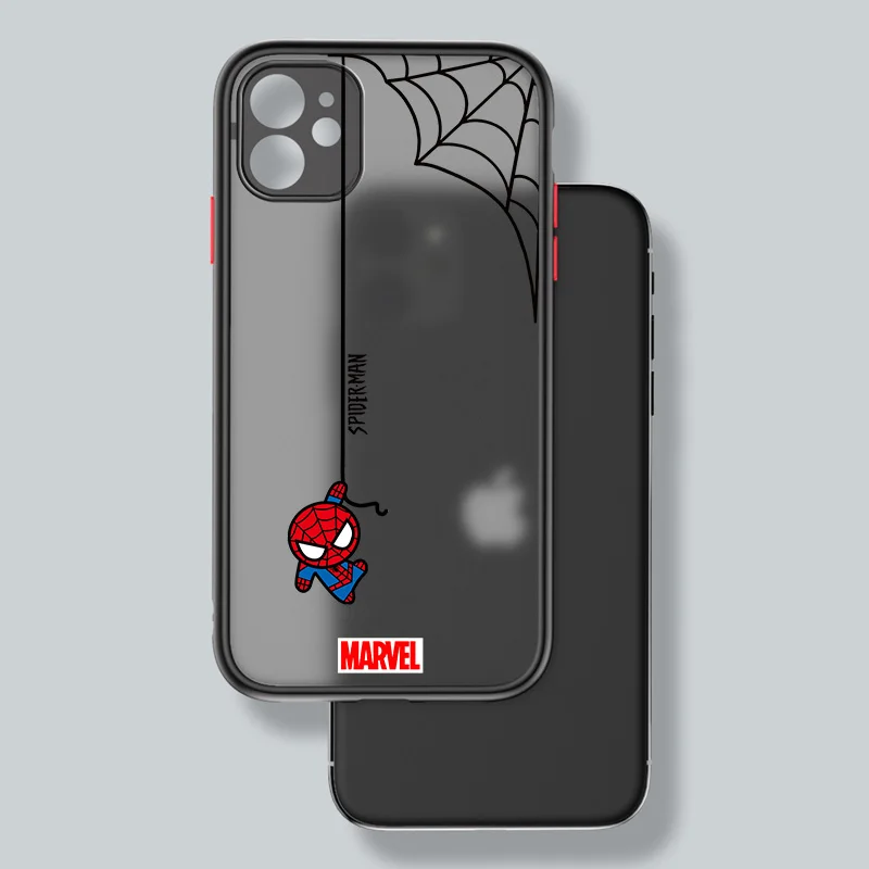 Marvel Spiderman Avengers For Apple iPhone 15 14 13 12 mini 11 XS XR X 8 7 Pro Max Plus TPU Frosted Translucent Phone Case