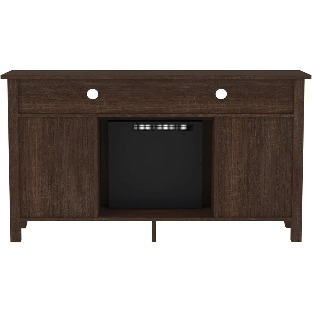 Rústico Farmhouse Glass Door Highboy Lareira, TV Stand para TVs de até 65 polegadas, 58 polegadas, Espresso