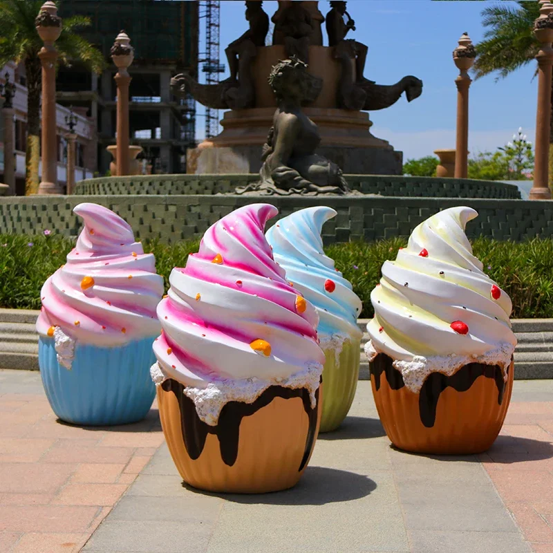 Outdoor simulation donut ice cream hamburger sculpture commercial street milk tea dessert shop decorative ornament
