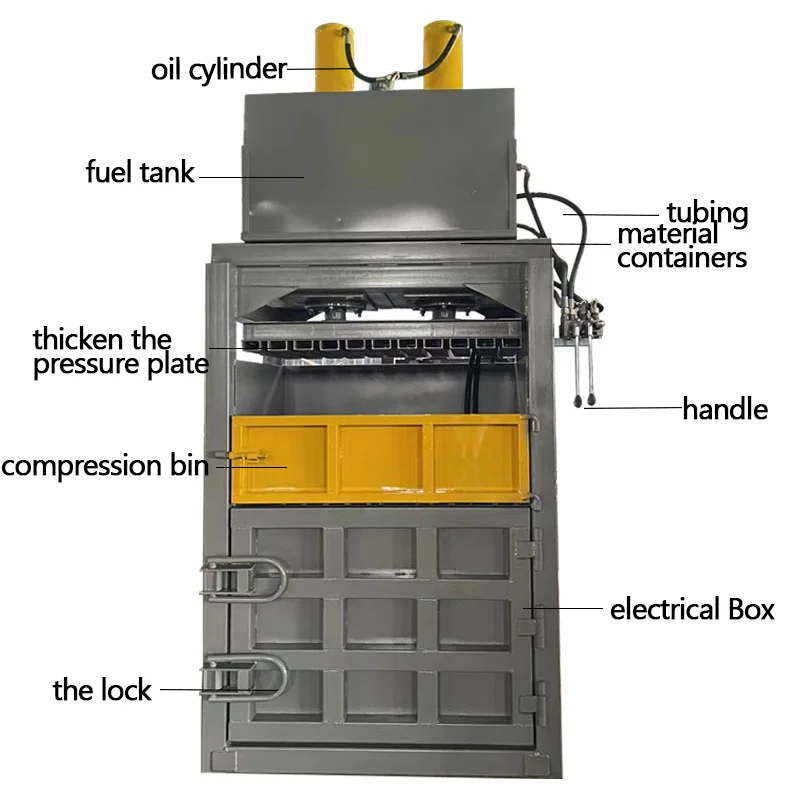 Hot Selling High Quality New Vertical Baler Machine for Carton Recycling Compress Bags Cans Bottles Pouches Cases