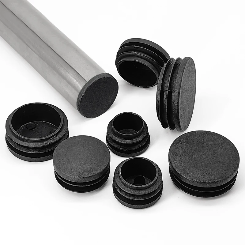 Preto Redondo Plástico Blanking End Cap Tubo Inserções Plug Bung Inserir Rolha Para Cadeira Perna Tubo tapon tubo redondo