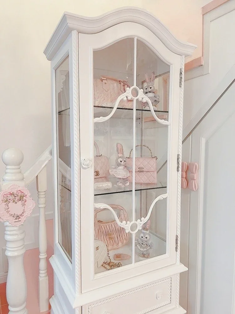 

Solid wood display cabinet glass door living room against the wall light luxury figure bag perfume