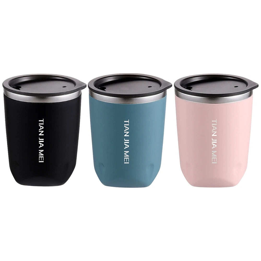 Durable Double Layer Vacuum Insulated Tumbler for Cold Hot Drinks 300ml Insulated Water Cup Coffee Travel Mug with Lid