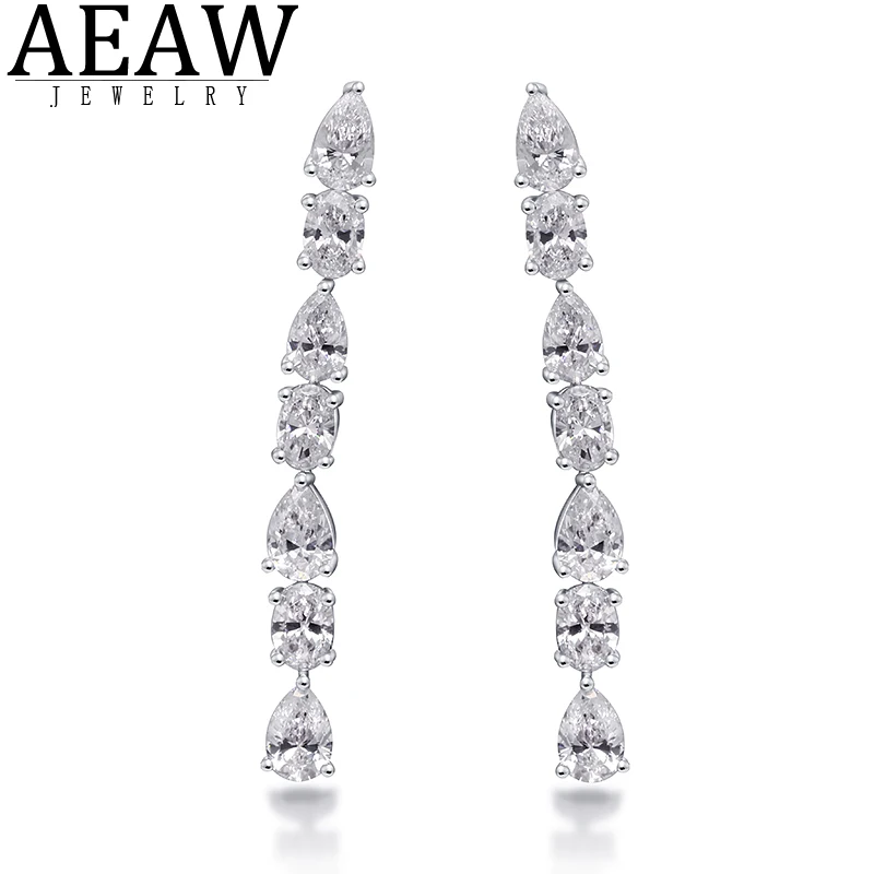 

14k White Gold 1.32ctw Oval/Pear Cut DEF Color VS-VVS CVD HPHT Lab-Created Diamond Chain Drop/Dangle Earrings NO IGI