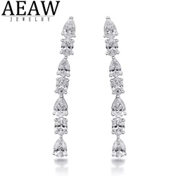 14k White Gold 1.72ctw Oval/Pear Cut DEF Color VS-VVS CVD HPHT Lab-Created Diamond Chain Drop/Dangle Earrings NO IGI