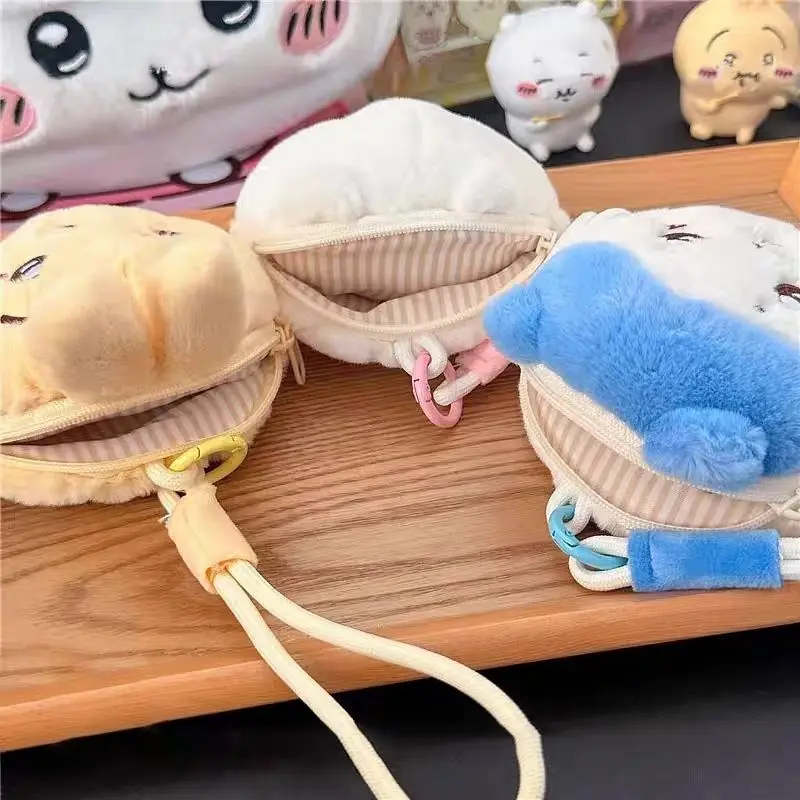 Bolsa de Peluche Kawaii Chiikawa, Diseño Lindo de Hachiware Usagi, Suave y Esponjosa, para Auriculares y Monedas, con Cordón, para Estudiantes y Uso Diario