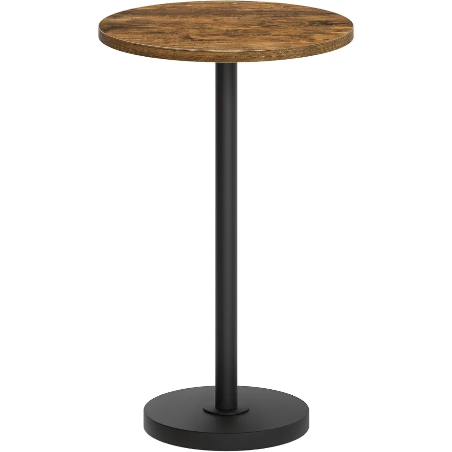 Round Side End Table for Small Spaces Pedestal Style Martini Drink Side Table in Living Room Bedroom Dormitory Rustic Brown and
