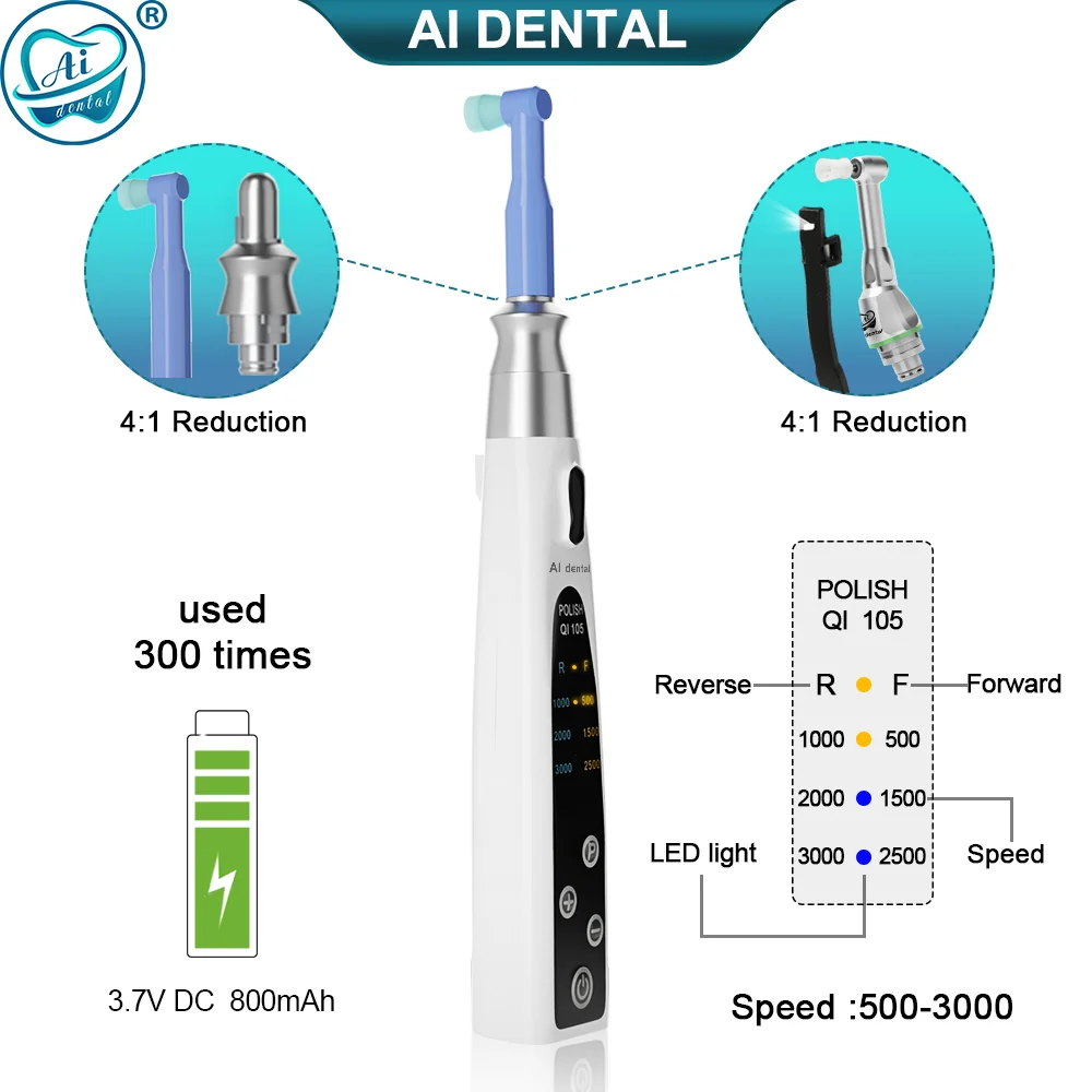 

AI-PA-P4/F4 Dental Electric Polishing Endomotor 4:1 Reduction Straight Handpiece with Contra Angle Head or Connector Head