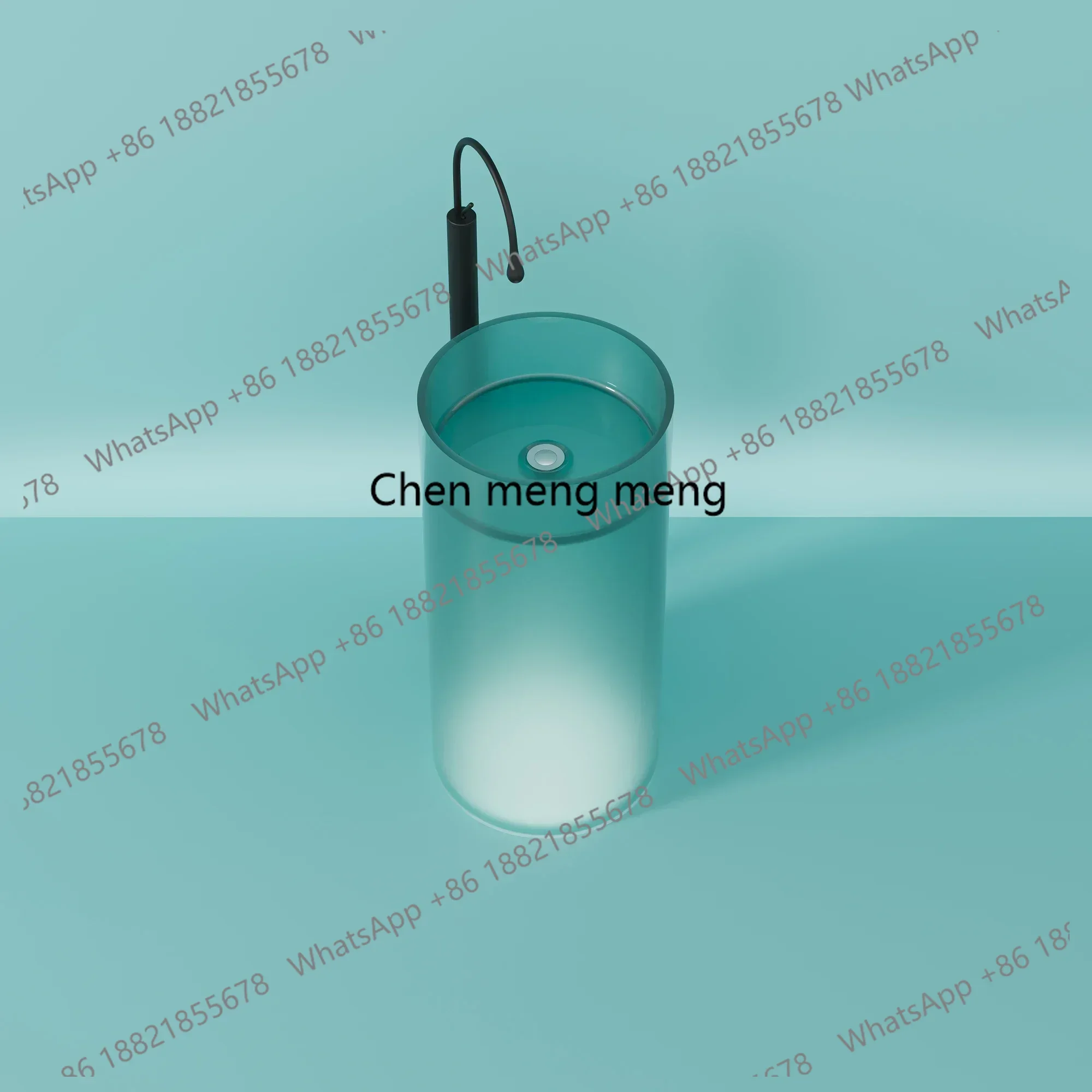 

Natural resin luminous column basin bathroom household hotel crystal transparent integrated wash basin0420