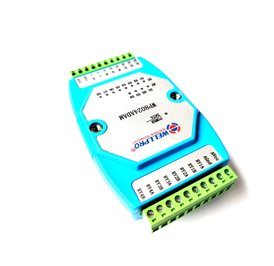 WP8024ADAM 8DI 4RO 8ch Digitale Ingang 4ch Relaisuitgang Modules Optocoupler Geïsoleerde RS485 Modbus Rtu Communicatie