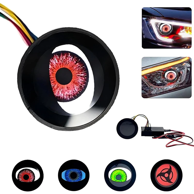 12V Dynamic LED Devil Eyes Headlight 4 Colors Adjustable Car Light Modified Eagle Eye Light WiFi Control Headlight Cars