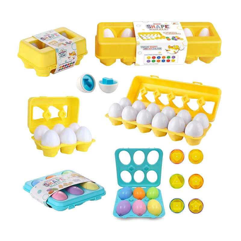 6/12 pz uova Montessori forma di colore Puzzle cognitivo giocattoli genitore bambino interazione geometria educazione della prima infanzia giocattoli uova