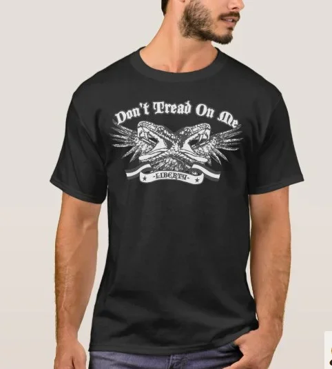 Don't Tread on Me Liberty Rattlesnake Wings Tattoo Printed T-Shirt Short Sleeve Casual 100% Cotton O-Neck Summer Mens T-shirt