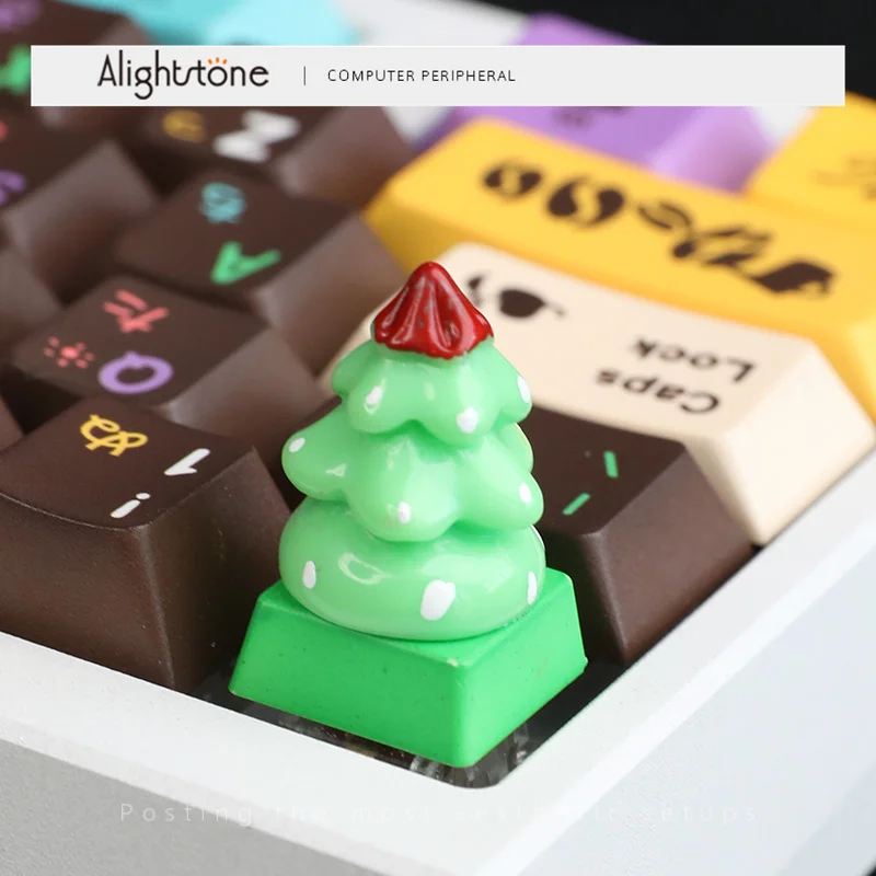 

New Christmas Tree Anime Artisan Point Keycap Original Custom Cute Cartoon Handmade Gaming Keycaps for Mechanical Keyboard Gift