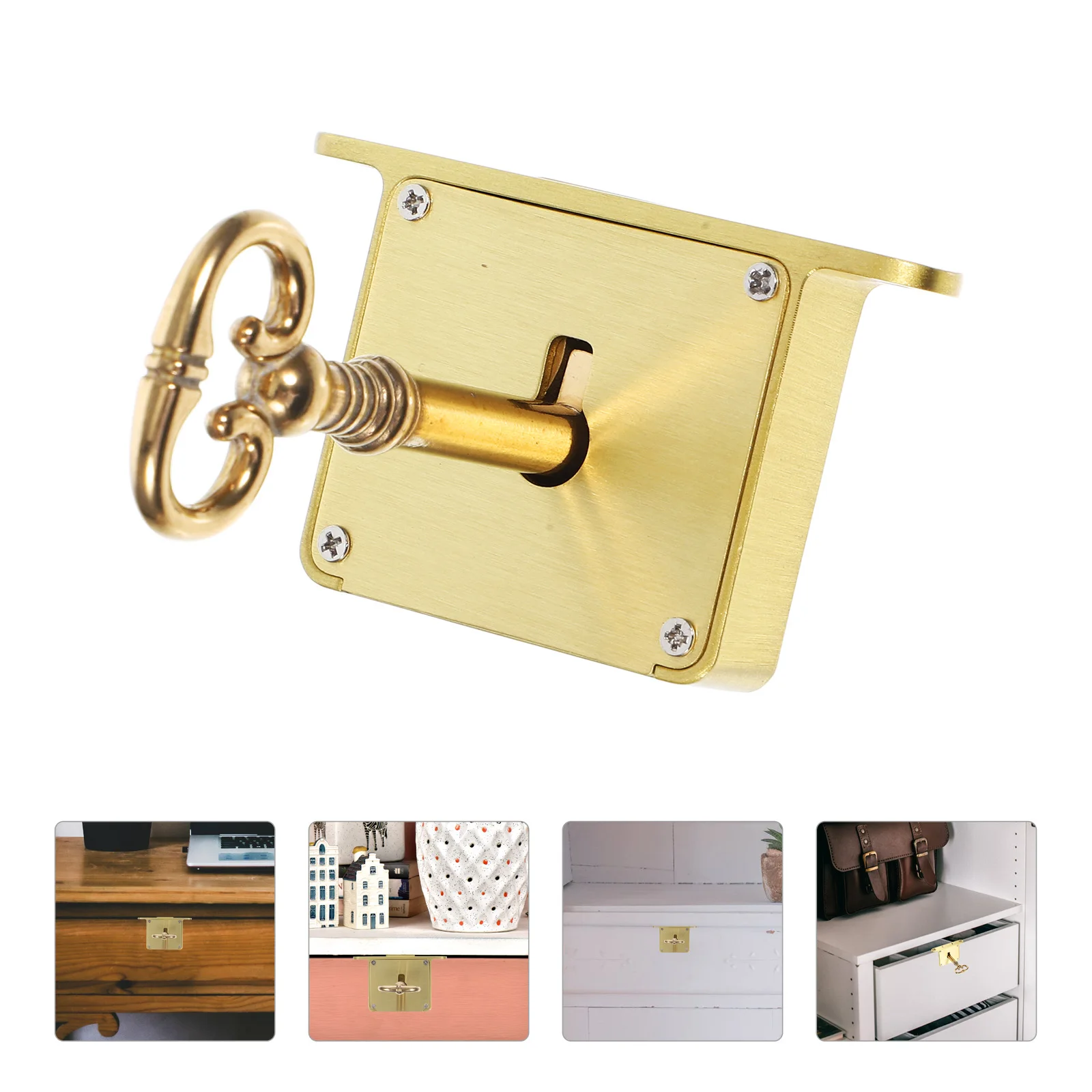 

Vintage Copper Drawer Lock 4505B Square Brass Cabinet Furniture Retro Desk Key Locks for File Cabinets Wooden Boxes Children