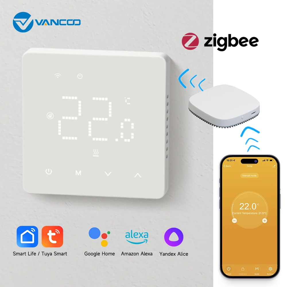 Termostato Zigbee Tuya WiFi controlador de temperatura ambiente de agua/calefacción eléctrica de suelo caldera de Gas funciona con Alexa Google Home