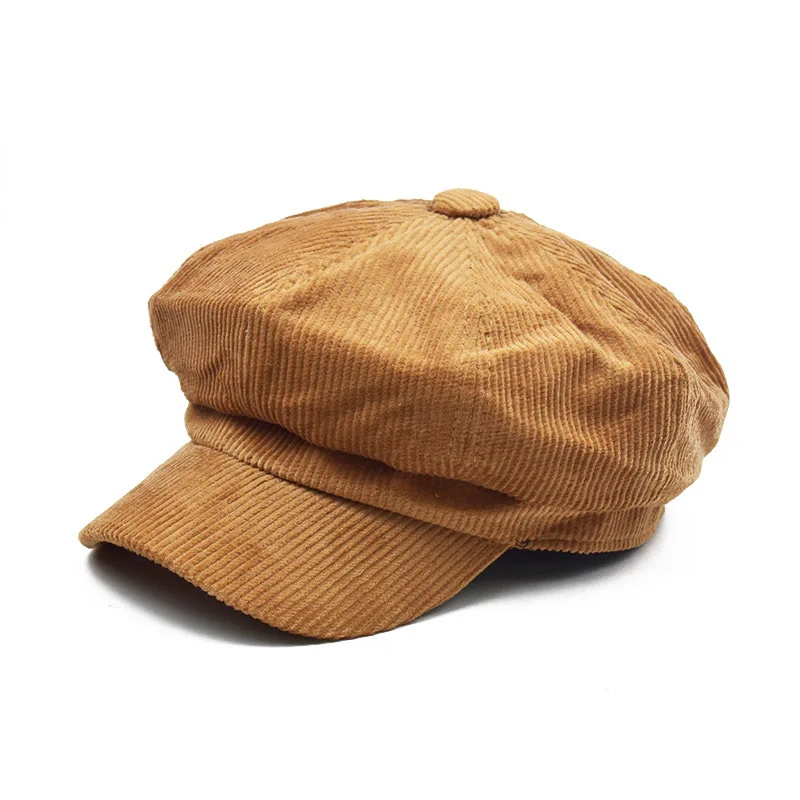 

Solid Color Corduroy For Women Korean Versatile Octagonal Beret