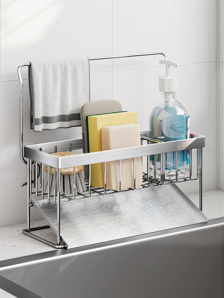

Stainl Steel Kitchen Sink Caddy Sponge Drng Ra Di Soap Cloth Storage elf Nordic Sle Kitchen Storage Organizer