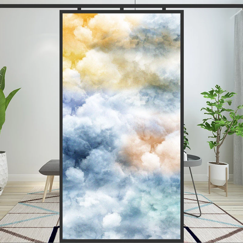 Window Film Privacy Frosted Glass Sticker Heat Insulation and Sunscreen Cloud Decoration Adhesive sticker for Home