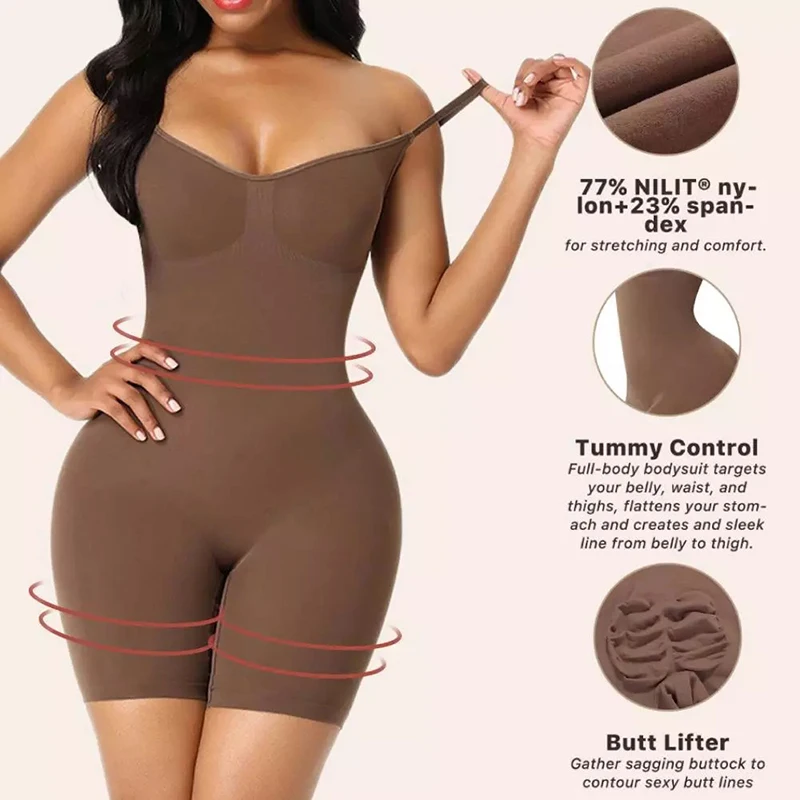 Upgrade Fabric Bodysuit Shapers Spandex Compress Elastic Tummy Control Body Shaper Suit Open Crotch Compression Smooth Shapewear