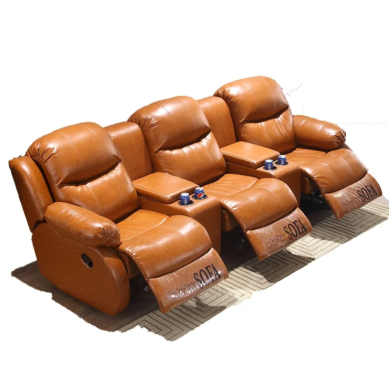 

Modern Home Theater Seat Electric Function Cabin Sofa for Private Villa Genuine Leather for Cinema Viewing Room Sofa