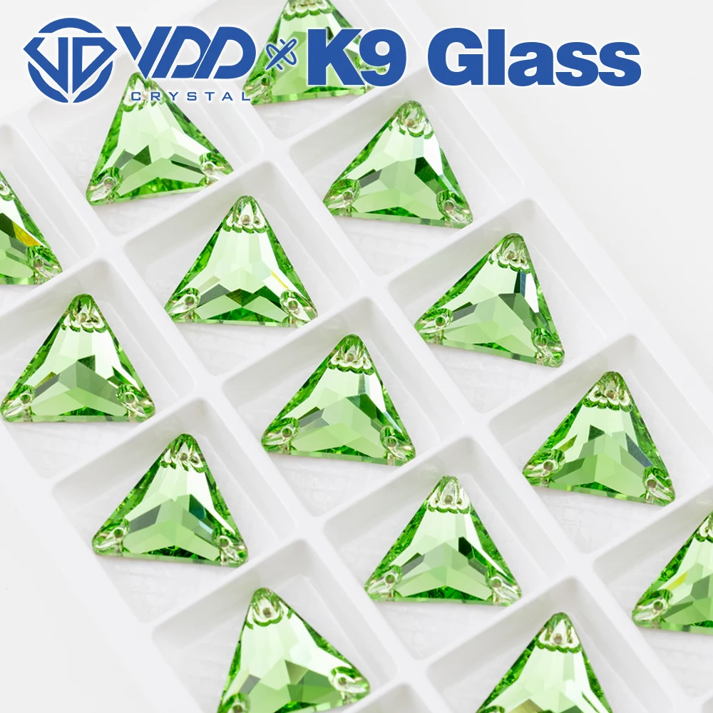 VDD S112 Lt.Peridot Dreieck Hochwertige K9-Glas-Applikationssteine, Kristall-Flachsteine zum Aufnähen für Kleidungsdekorationen – Detail 6