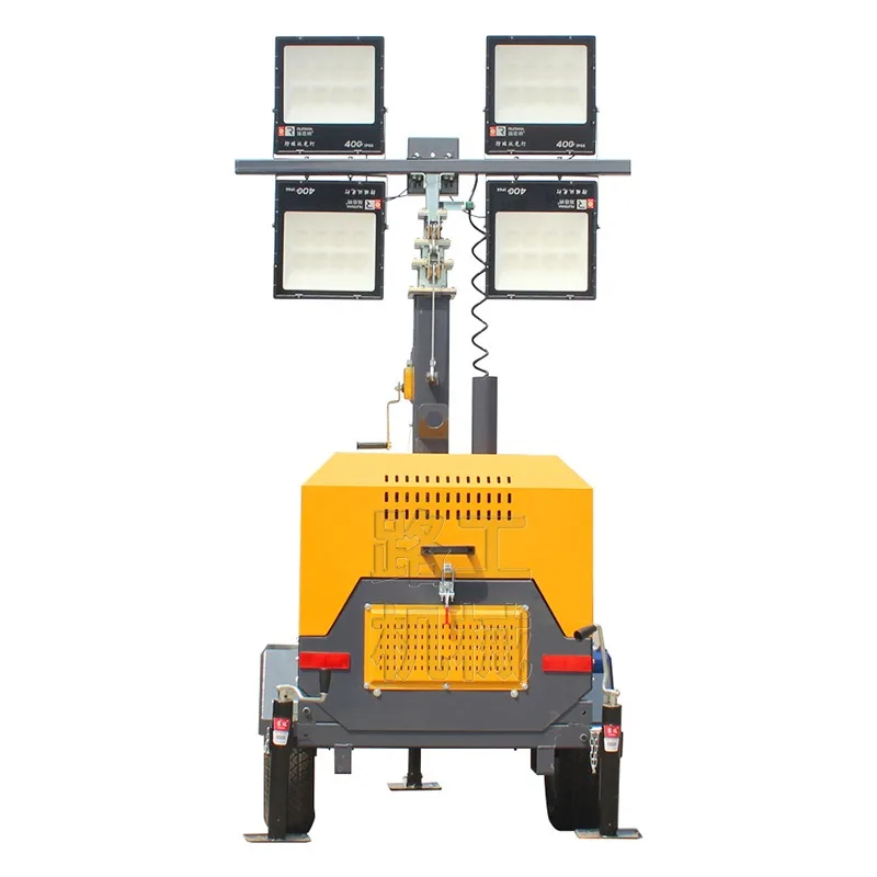 Mobile lighting car 6 meters 7 meters 9 meters remote control hydraulic lifting lighthouse, mobile lighting car diesel