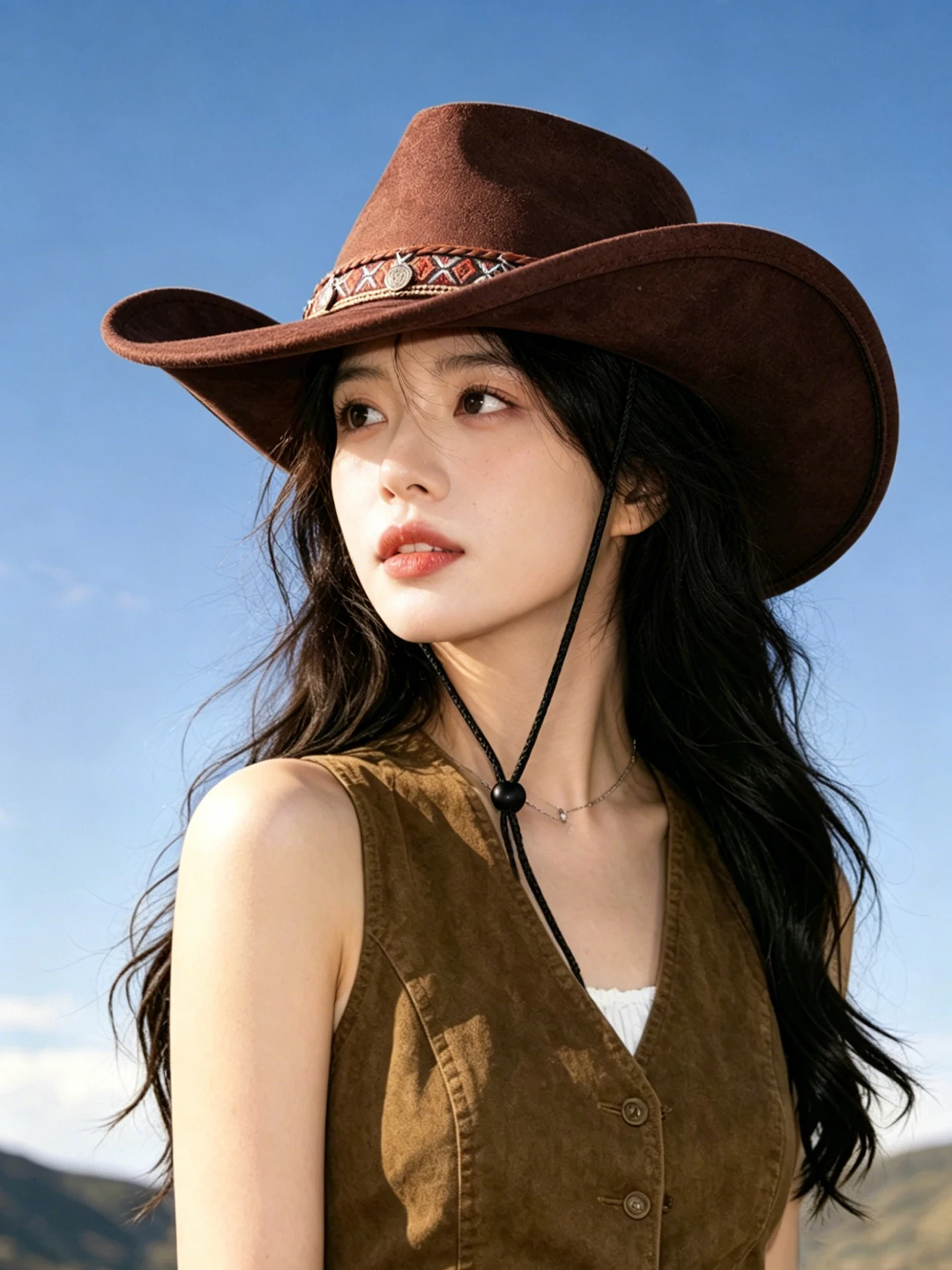 2026 New American Style Hot Girl Western Cowboy Hat Women's Travel Photography Sun Protection Hat Ethnic Climbing Cap