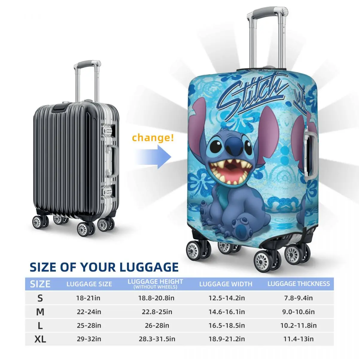 Custom Stitch Luggage Cover Protector Cute Travel Suitcase Covers for 18-32 Inch