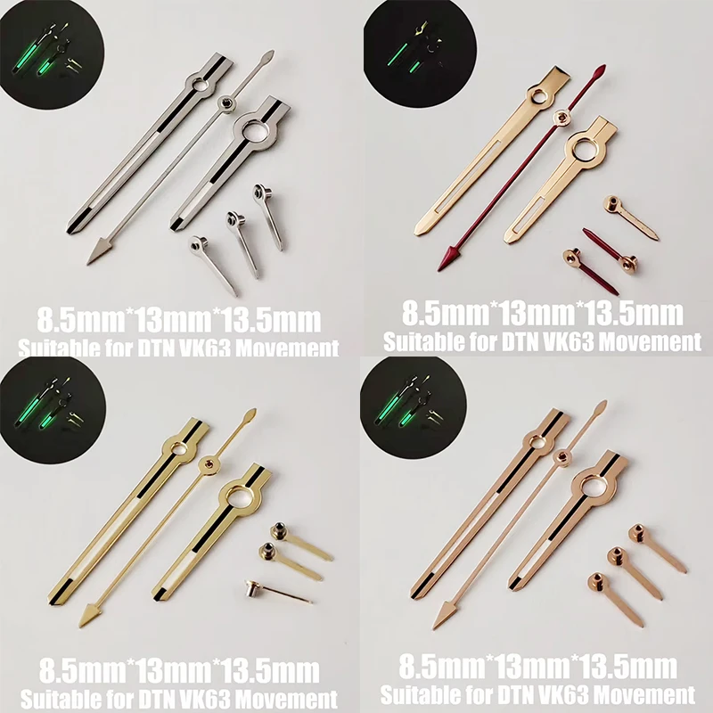 8.5mm*13mm*13.5mm Watch Hands Green Luminous Hands fit VK series 63 movement Watch Parts Accessories