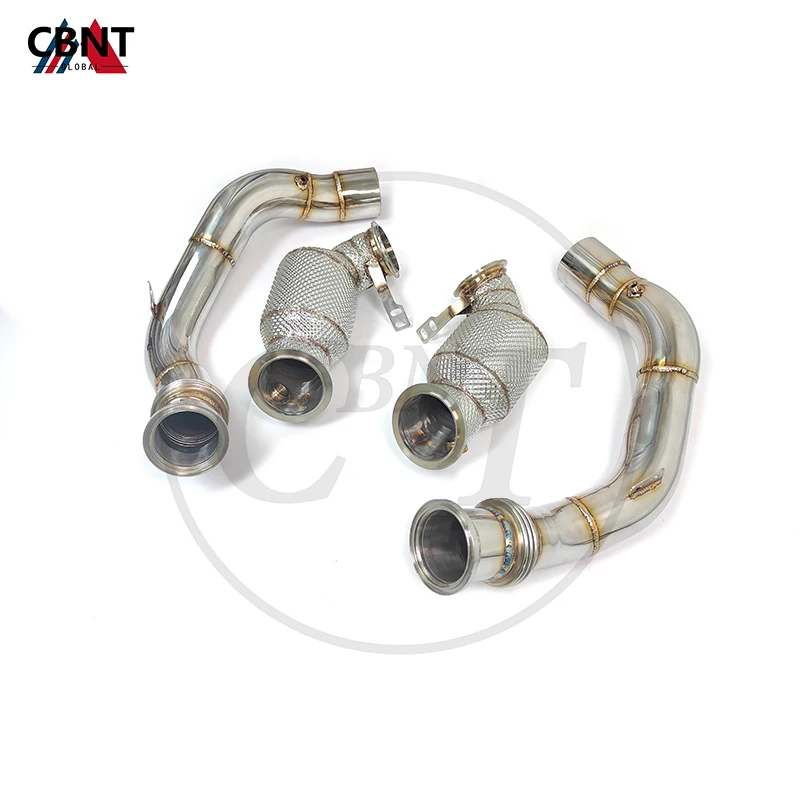 CBNT Exhaust Front Pipe Catted/Catless Downpipe with Heat Shield High Quality SS304 Exhaust-pipe for BMW M8 F91 F92 F93 4.4T