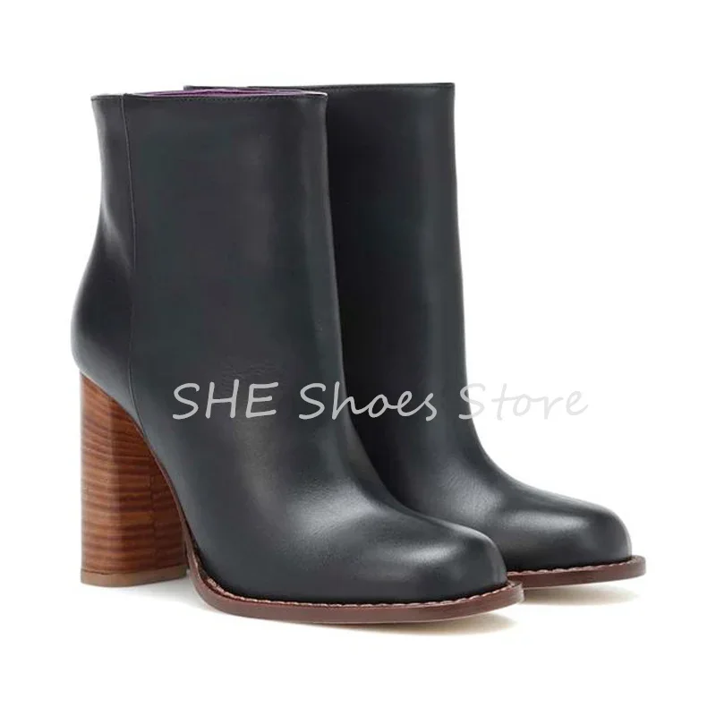

Women Pointed Toe Square Heel Ankle Boots Ladies Winter Warm Leather Shoes Fashion Party Dress High Heel Chelsea Boots