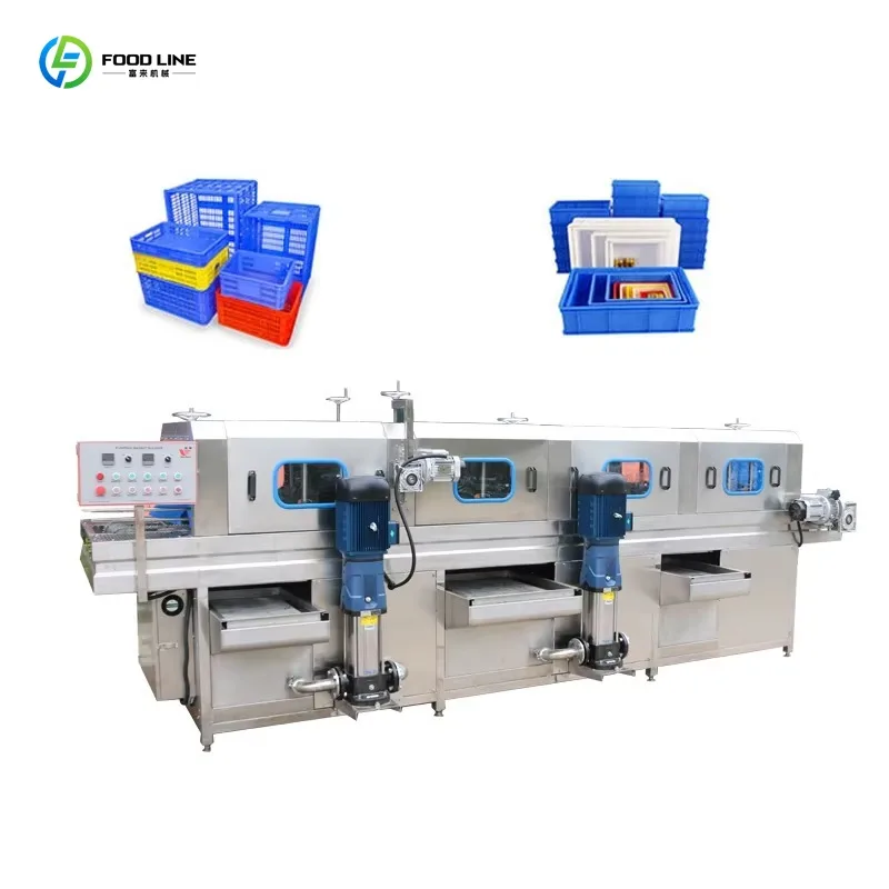 Customized Industrial Poultry Plastic Chicken Crate Pallet Tunnel Washer Washing Drying Machine