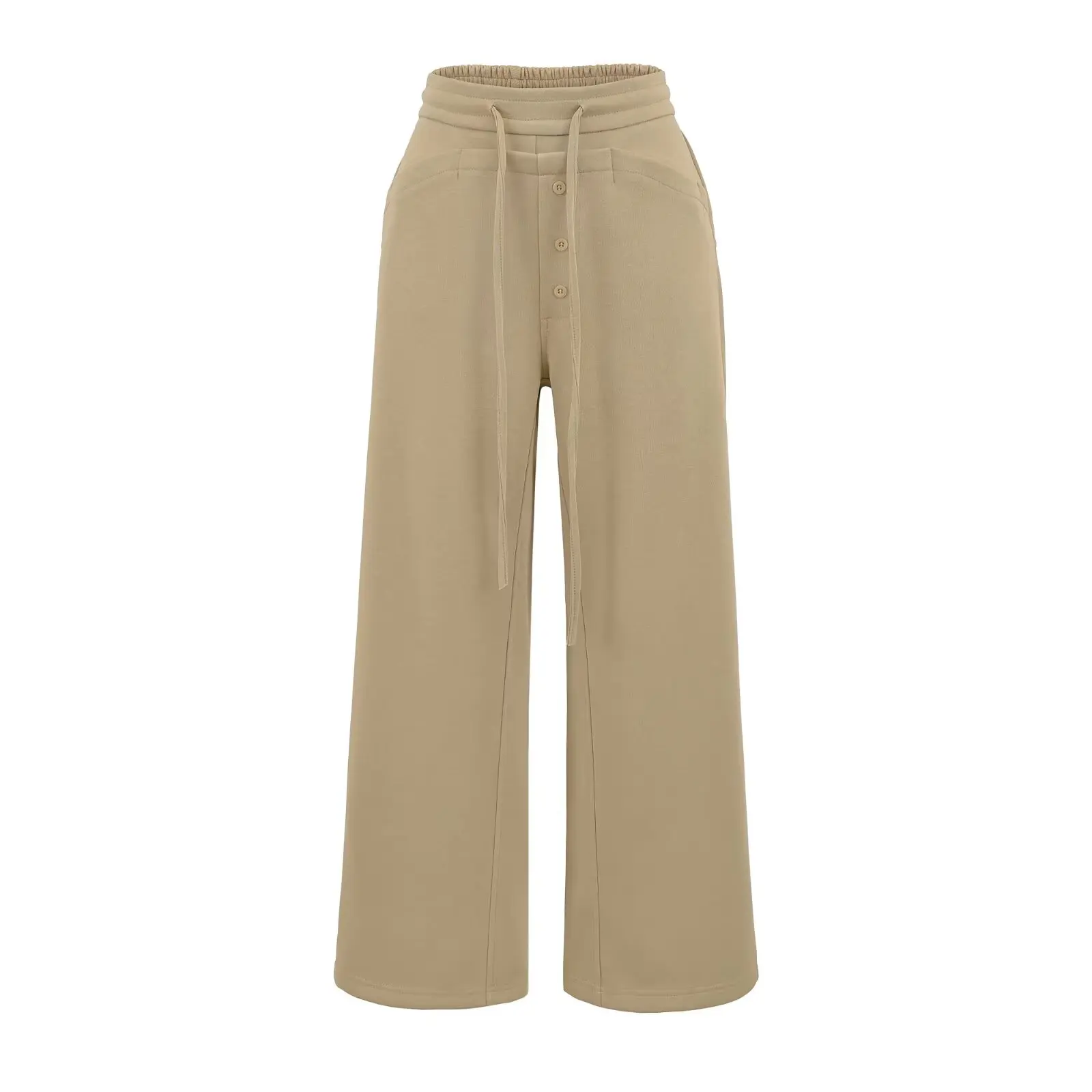 Pantalones informales de pierna ancha de cintura alta Retro americano, pantalones de chándal para mujer, pantalones drapeados adelgazantes hasta el suelo para principios de otoño