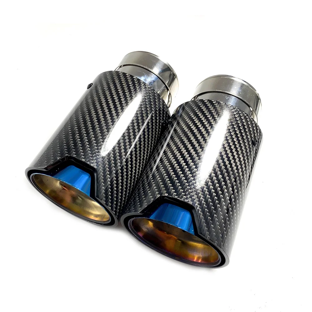 1Piece Carbon Fiber M Performance Blue Exhaust Tips For BMW M2 F87 M3 F80 M4 F82 F83 Nozzles Size Car Exhaust Racing