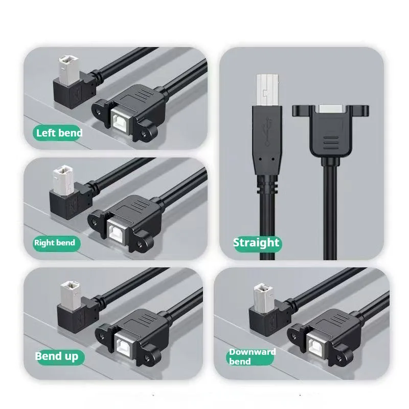 USB2.0สายเคเบิลต่อขยายพิมพ์ลาย USB2.0ชนิดตัวผู้กับ USB2.0ตัวเมียพร้อมตัวยึดสกรูสำหรับใช้ในตัวยึดแผง