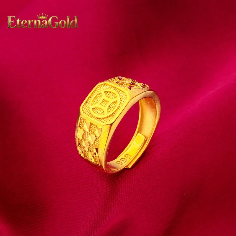 

EternaGold 24K Gold Coin Ring | AU999 Pure Gold, 3D ancient coin design, matte aged finish, exudes masculinity and sophisticati
